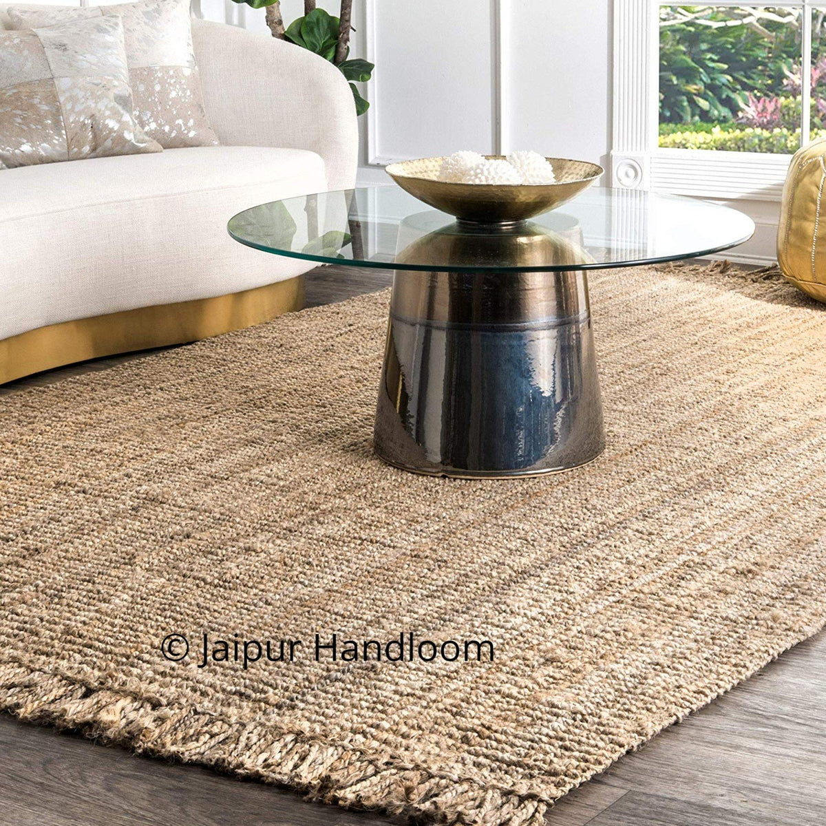 Indian Braided Natural Jute Area Carpet Floor Mat Rag Rugs 2X6 ft-Jaipur Handloom