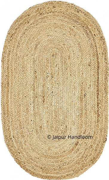 Hand Braided Oval Shape Jute Rugs | Living Room Braided Area Carpet 4 x 6 ft-Jaipur Handloom