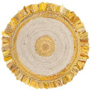 Hand-Braided Round Rugs With Fringes, Bohemian Living Room Area Rugs