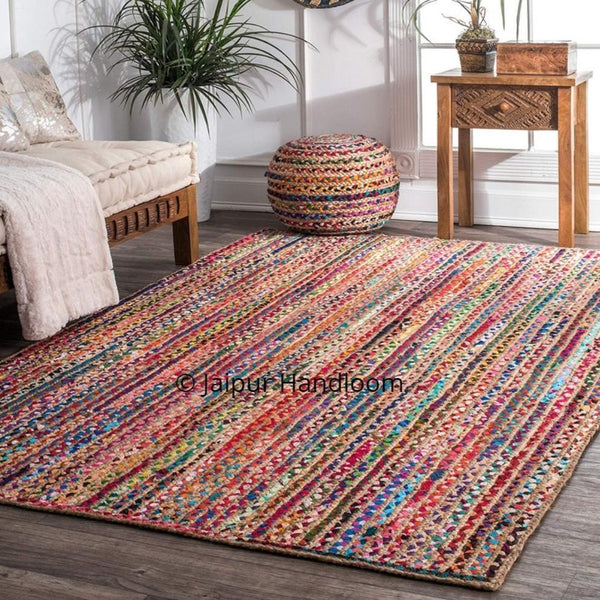 4X6 ft Chindi Braided Area Rugs Rag Living Room Floor Carpet Mats-Jaipur Handloom