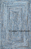 Hand Woven Braided Denim Jute Mix Dhurrie, Area Carpet, Shag Rugs - 2 x 3 ft-Jaipur Handloom
