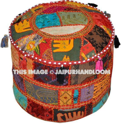 Handmade Bohemian Patchwork Pouf-Jaipur Handloom