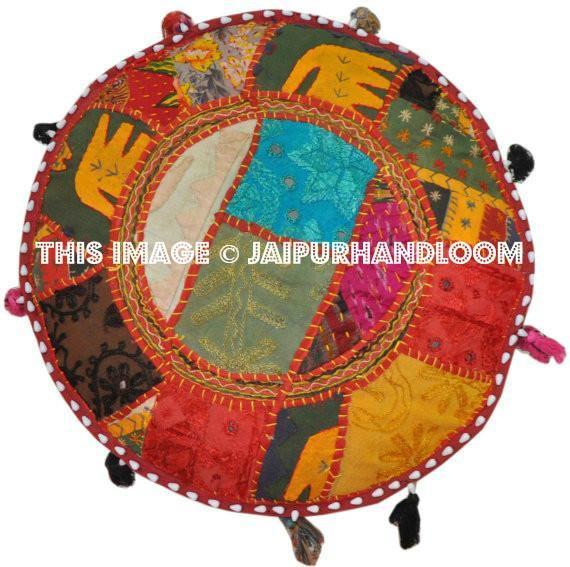 Handmade Bohemian Patchwork Pouf-Jaipur Handloom