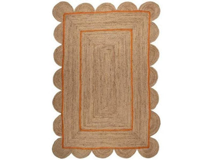 orange trim jute scalloped living room runner rug