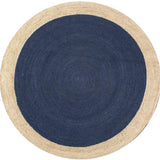 Handwoven Navy Blue 6 Feet Round Area Rug for Dining Room & Kitchen Area | Jaipur Handloom
