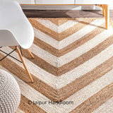 Heavy Duty Hand Braided Jute Striped Area Rug Runner Carpet - 3 X 4 ft-Jaipur Handloom