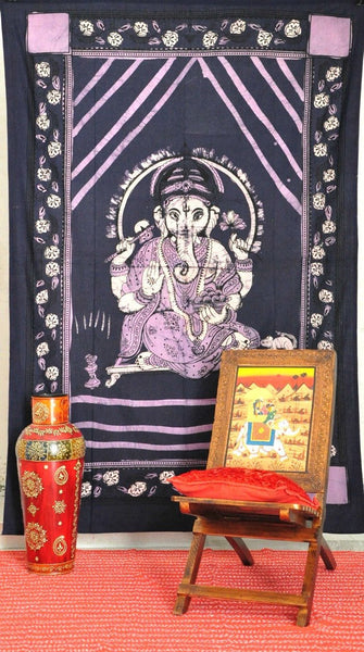Hindu god tapestries - Ganesha Tapestry wall hanging-Jaipur Handloom
