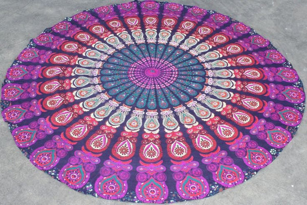 Hippie Mandala Roundie Beach towels bohemian cotton sofa cover throw-Jaipur Handloom
