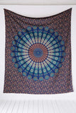 Hippie Mandala Tapestry Blue dorm room tapestry college room bedding-Jaipur Handloom