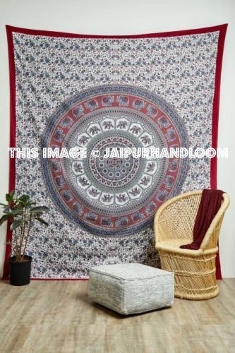 Hippie Psychedelic Floral Mandala Tapestry Cool College Wall Hanging-Jaipur Handloom