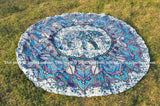 Hippie Round Beach Throw 72 " Cotton Round Towels Mandala Yoga mat-Jaipur Handloom