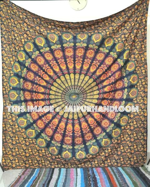 Hippie Tapestry decorative indian curtains peacock mandala dorm tapestry-Jaipur Handloom