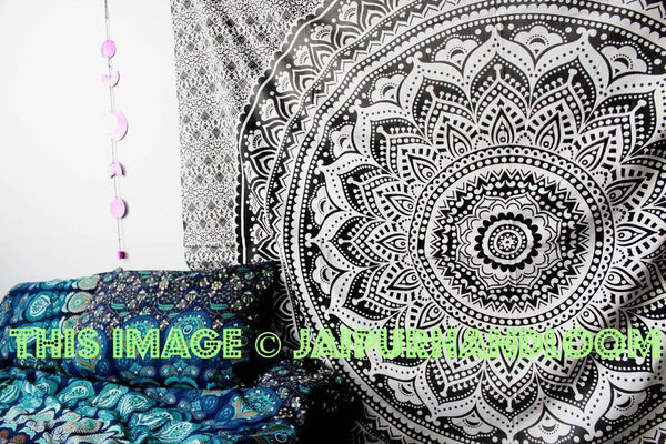 Hippie Trippy Black & Gray Ombre Wall Tapestry Cute Gray Bedspread-Jaipur Handloom
