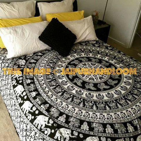 Hippie mandala Bedcover Queen Coverlet Beach Blanket Bohemian mandala wall hanging Tapestry-Jaipur Handloom