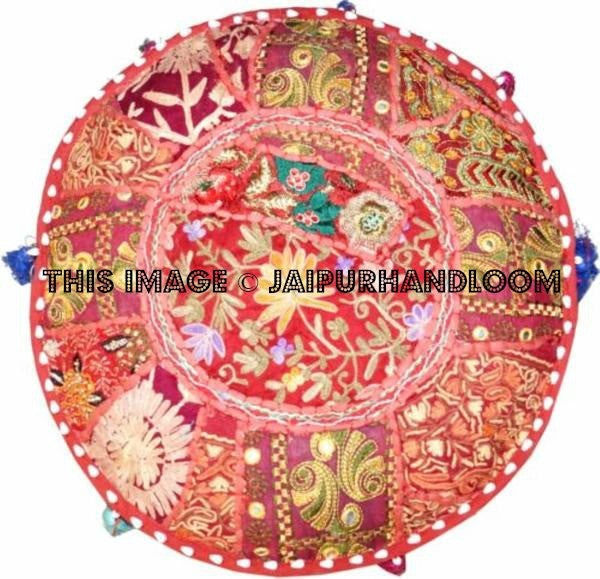 Holroyd Pouf ottomans - 18X13 inches-Jaipur Handloom