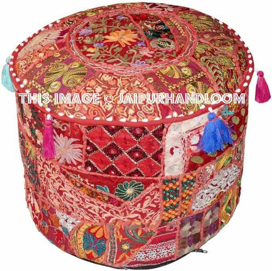 Holroyd Pouf ottomans - 18X13 inches-Jaipur Handloom