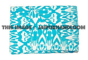 Ikat Kantha Throw Cotton Indian Kantha Blanket Bedding-Jaipur Handloom