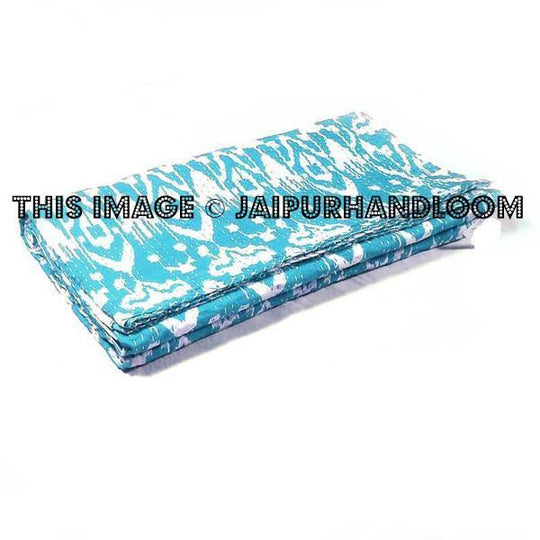 Ikat Kantha Throw Cotton Indian Kantha Blanket Bedding-Jaipur Handloom