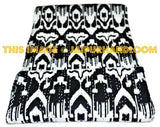 Ikat Quilt in Black, ikat Kantha Quilt Ikat throw Blanket-Jaipur Handloom