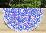 Indian 72" Decorative Mandala Round Yoga Mat Cotton Beach Roundie Towels-Jaipur Handloom