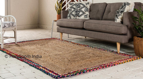 Indian Antique Jute Rugs Rag , Bohemian Accent Area Carpet for Living Room 4X6 ft-Jaipur Handloom