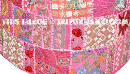 Indian Bohemian Pouf Ottoman decorative pouffe pouffes-Jaipur Handloom