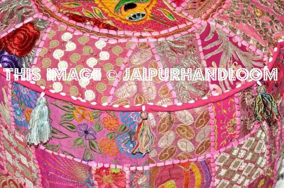 Indian Bohemian Pouf Ottoman decorative pouffe pouffes-Jaipur Handloom