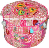 Indian Bohemian Pouf Ottoman decorative pouffe pouffes-Jaipur Handloom