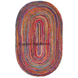 Indian Braided Chindi Rug Oval Shape Living Room Area Carpet Floor Mats - 4 X 6 ft-Jaipur Handloom