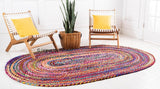 Indian Braided Chindi Rug Oval Shape Living Room Area Carpet Floor Mats - 4 X 6 ft-Jaipur Handloom