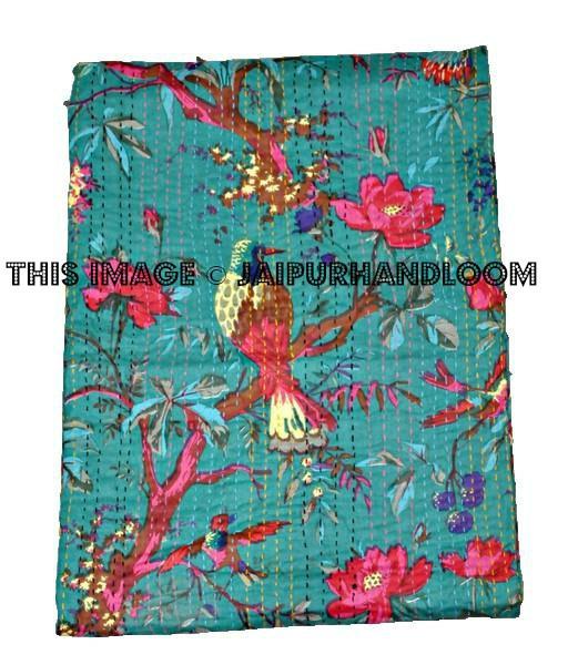 Indian Cotton kantha Quilt blanket, saree kantha quilt, handmade reversible kantha Quilt throw Bedspreads Bed Cover Gudari Handmade Bedding