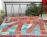Indian Elephant Embroidered Bed cover Bohemian Patchwork twin Blanket-Jaipur Handloom
