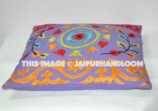 Indian Embriodered Suzani Pillow Cover, Decorative Throw Pillow, suzani Pillow, Indian Pillow Cover, Pillowcase, Cushion Cover, Suzani case-Jaipur Handloom
