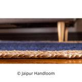 Indian Hand Braided Accent Area Rug | Navy Blue Jute Rug Runner for Office - 3X5 ft-Jaipur Handloom