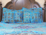 Indian Handmade Embroidered Bed cover Queen Patchwork Bedspread Throw-Jaipur Handloom