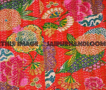 Indian Handmade Quilt Vintage Kantha Bedspread Throw Cotton Blanket Ralli Gudari-Jaipur Handloom