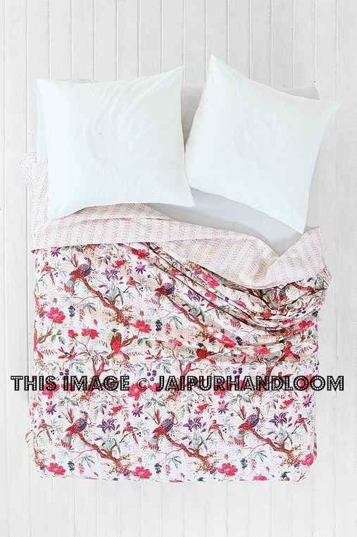 Indian Handmade Quilted Kantha Throw Queen Cotton Kantha Bedspread Gudri-Jaipur Handloom
