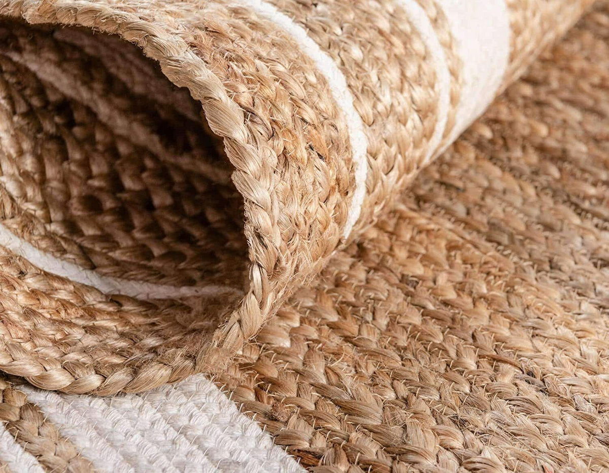 Jaipur handloom - Indian Jute Round Rug Circle Rugs White round rug for Living Room Carpet