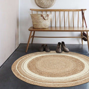 Jaipur handloom - Indian Jute Round Rug Circle Rugs White round rug for Living Room Carpet