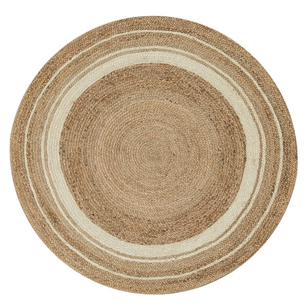 Jaipur handloom - Indian Jute Round Rug Circle Rugs White round rug for Living Room Carpet