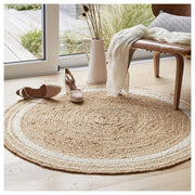 Jaipur handloom - Indian Jute Round Rug Circle Rugs White round rug for Living Room Carpet