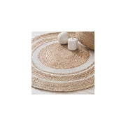 Jaipur handloom - Indian Jute Round Rug Circle Rugs White round rug for Living Room Carpet