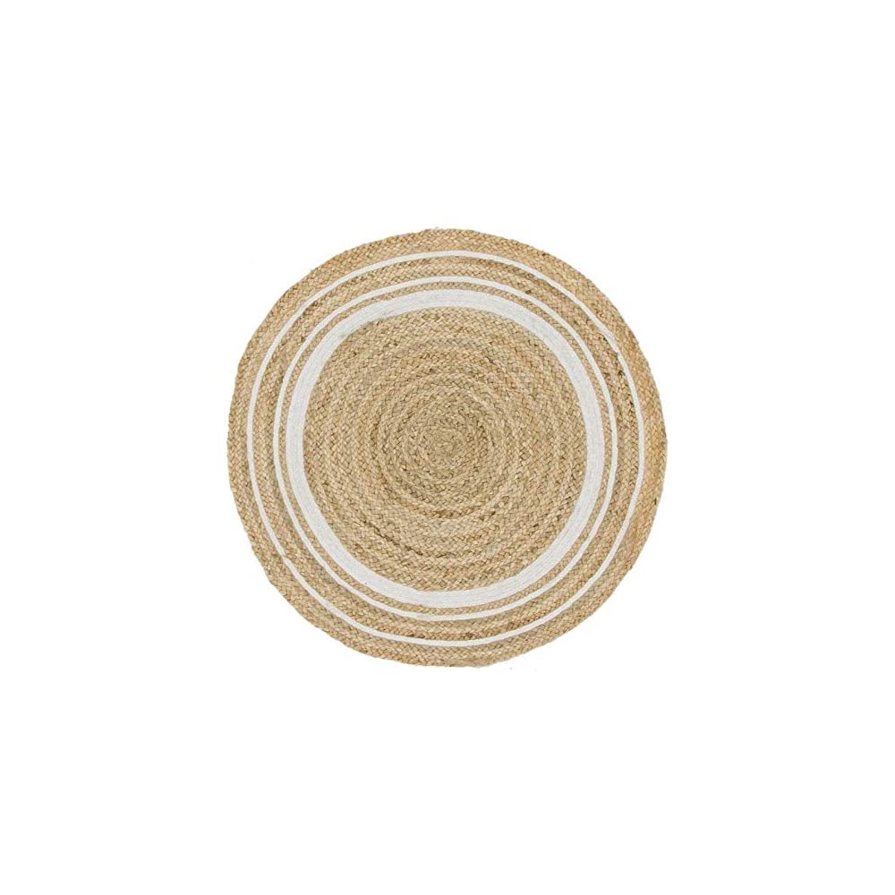 Jaipur handloom - Indian Jute Round Rug Circle Rugs White round rug for Living Room CarpetJaipur handloom - Indian Jute Round Rug Circle Rugs White round rug for Living Room Carpet