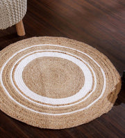 Jaipur handloom - Indian Jute Round Rug Circle Rugs White round rug for Living Room Carpet