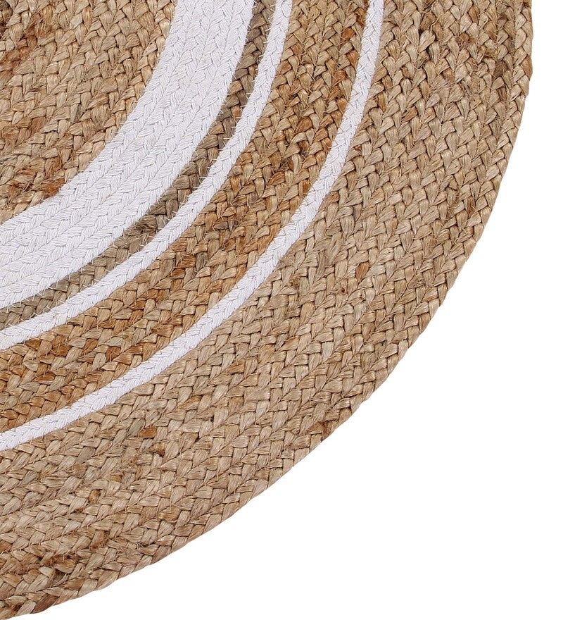 Jaipur handloom - Indian Jute Round Rug Circle Rugs White round rug for Living Room Carpet