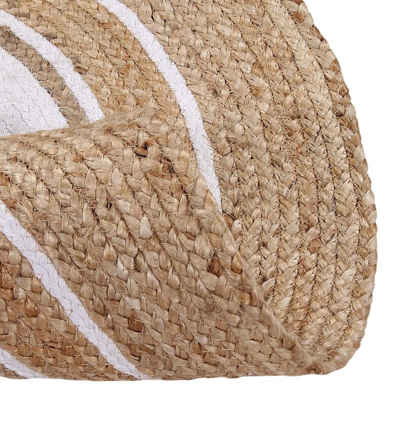 Jaipur handloom - Indian Jute Round Rug Circle Rugs White round rug for Living Room Carpet
