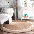 Jaipur handloom - Indian Jute Round Rug Circle Rugs White round rug for Living Room Carpet