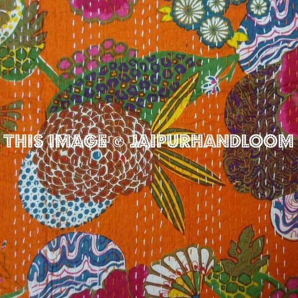 Indian Kantha Bedding Queen Kantha Blanket Bohemian Kantha Quilt