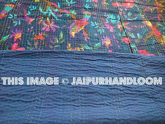 Indian Kantha Quilt Bohemian Kantha Bedding-Jaipur Handloom