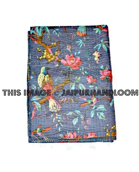 Indian Kantha Quilt Bohemian Kantha Bedding-Jaipur Handloom